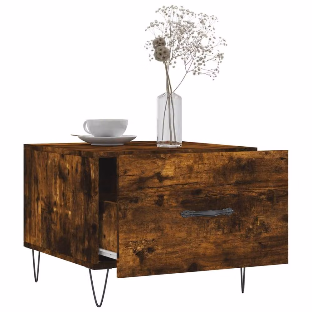 Berkfield Home Set of 2 Decorative Coffee Tables in Smoked Oak and Brown, W/D/H: 50 x 50 x 40 cm – 3