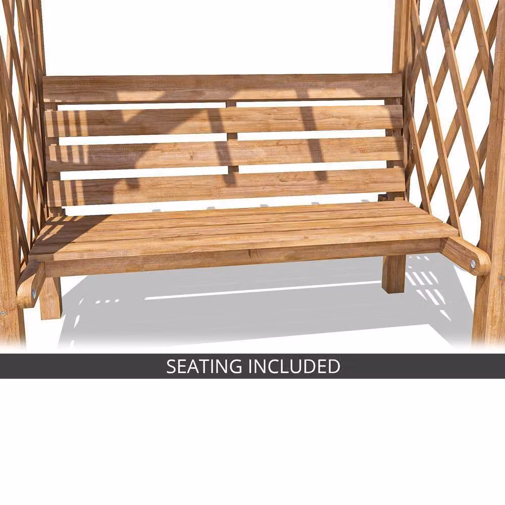 Dunster House Wooden Garden Pergola with Bench Seat and Lattice Trellis Kit in Brown – 3