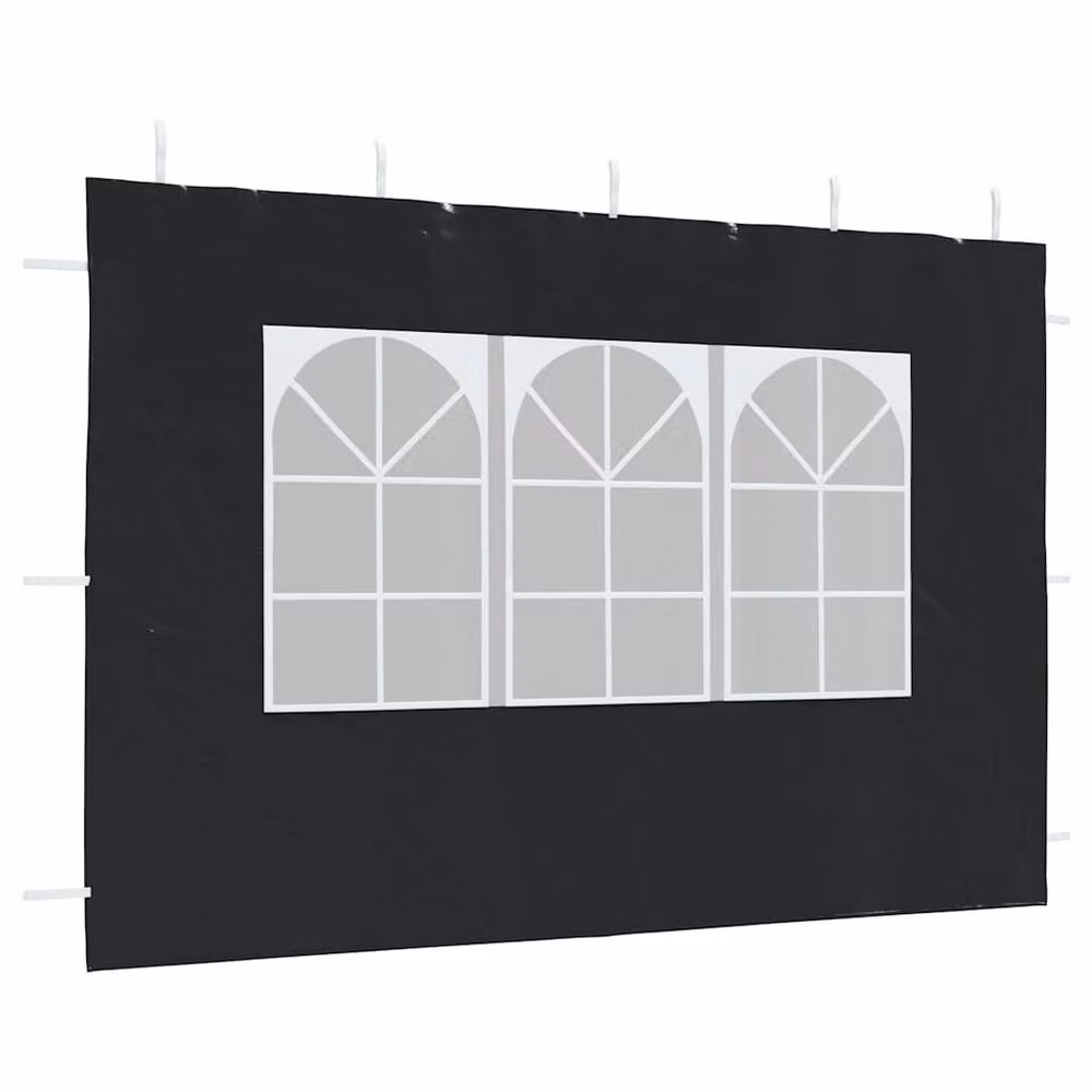 Berkfield Home Party Tent Sidewalls with Window, 2 Pieces, PE Material, Anthracite Black, W: 300 cm, H: 195 cm – 5