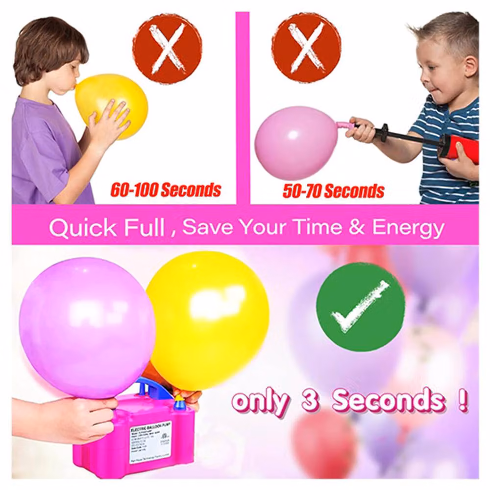 Dragodirect Portable Dual Nozzle Electric Balloon Pump and Air Blower, Pink – 5
