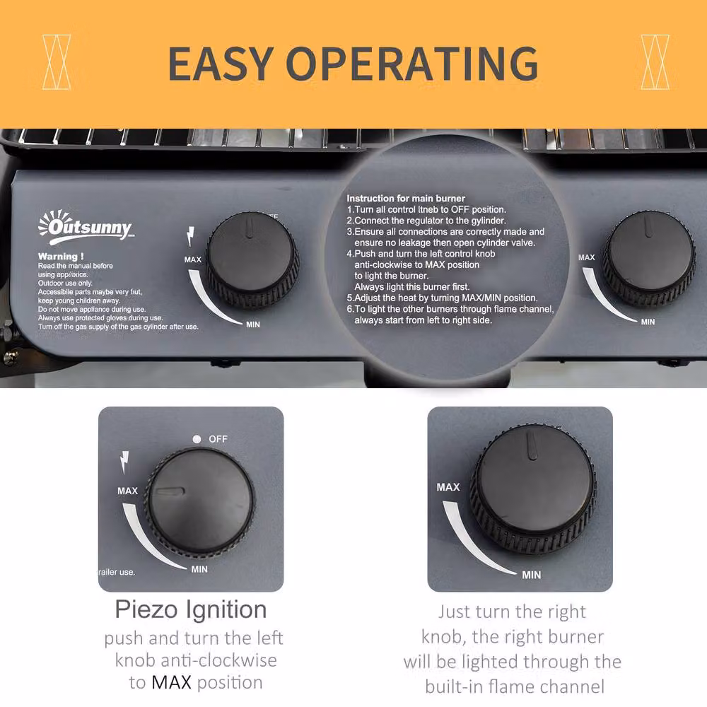 Rolipo 2 x 2.8kW Burner Gas BBQ in Grey – 4