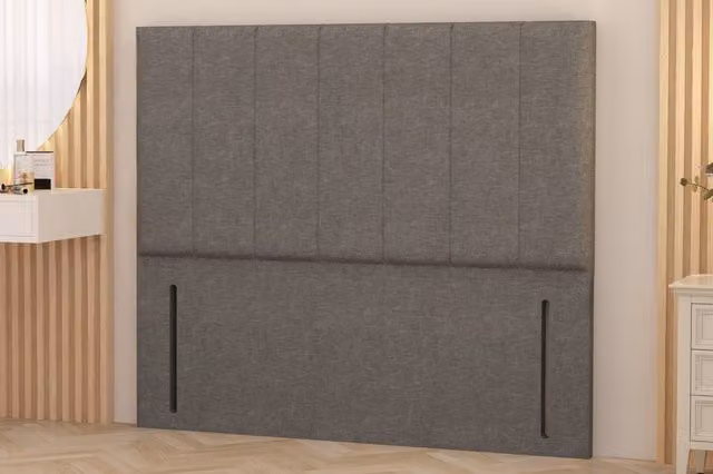 Somnior Austin Linen Fabric Upholstered Floor Standing Divan Headboard in Mid Grey, King Size