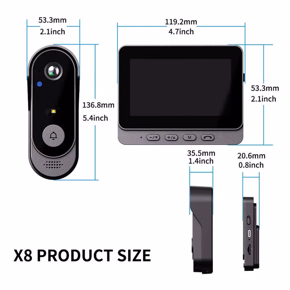 Nordara Smart Wireless Video Doorbell Security Camera Intercom with Monitor, Black – 2