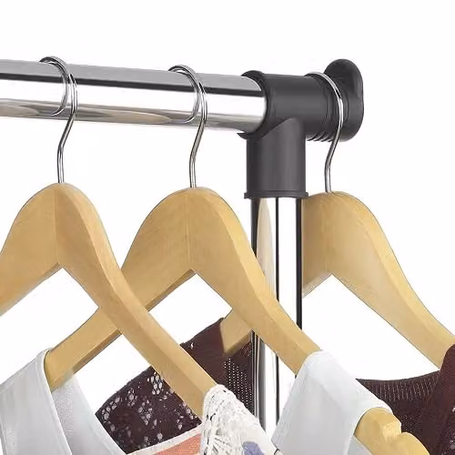 AMOS Adjustable Double Clothes Hanging Rack with Wheels in Black and Silver, 15kg Capacity – 2
