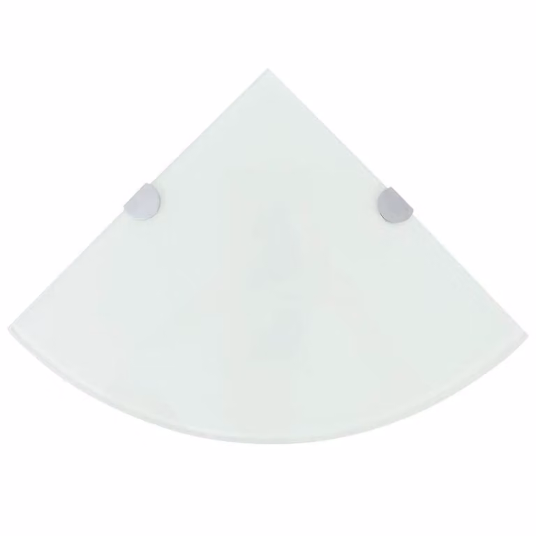 Berkfield Home Durable White Glass Corner Shelf with Chrome Supports W/D: 25 x 25 cm