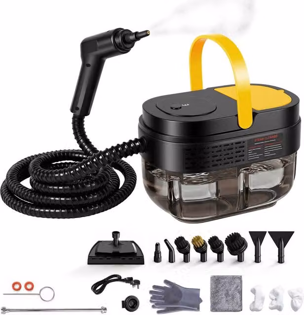 Skylos 1500W Handheld Steam Cleaner in Black and Transparent