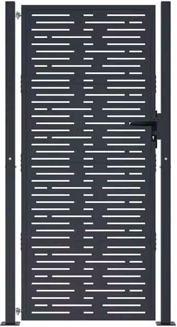 Berkfield Home Beautiful Garden Gate in Anthracite Grey, Steel Square Design, W: 105 cm, H: 180 cm
