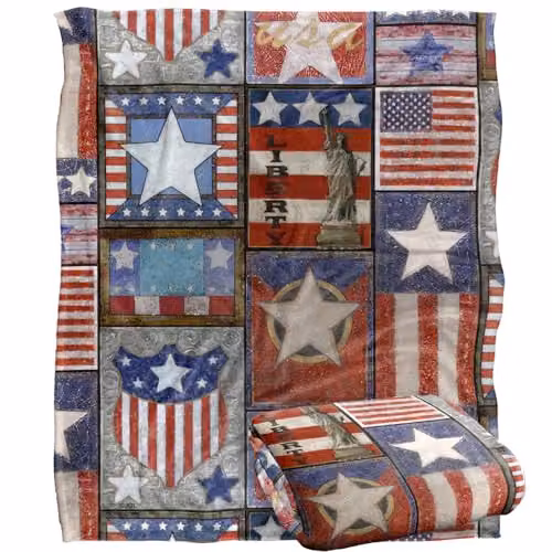 JQ Licensing Patriotic Pattern Silky Touch Super Soft Fleece Throw Blanket, White, W/D/H: 152 x 127 cm – 1