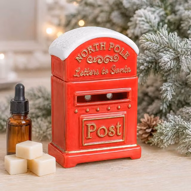 Marco Paul Christmas Letters To Santa Post Box Oil and Wax Burner in Red Ceramic
