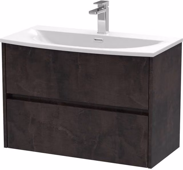 Balterley Chartley Contemporary 2 Drawer Wall Hung Vanity Basin Unit, Grey, Width: 80 cm