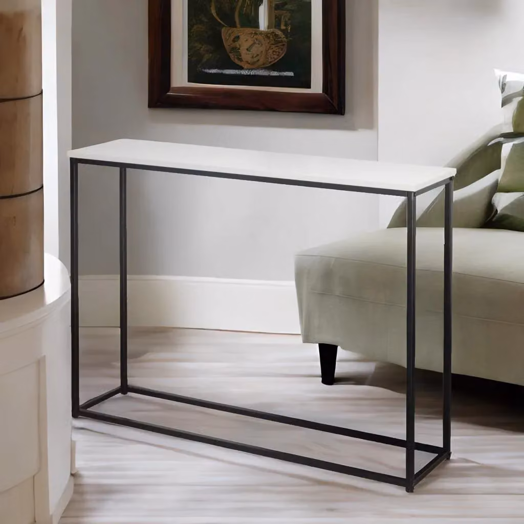 Rafaelo Mobilia Freestanding Slim Hallway Console Table in White, W/D/H: 100.5 x 24.0 x 75.5 cm – 2