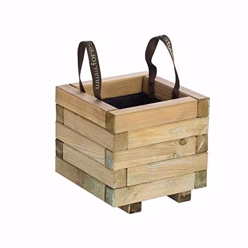 Siena Garden Baroque Small Planter in Natural Brown, W/D/H: 30 x 30 x 27 cm