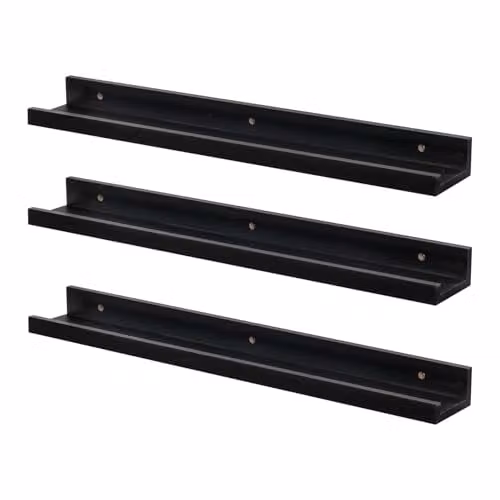 Harbour Housewares Pack of 6 Black Floating Picture Ledge Wall Shelves, 57 cm