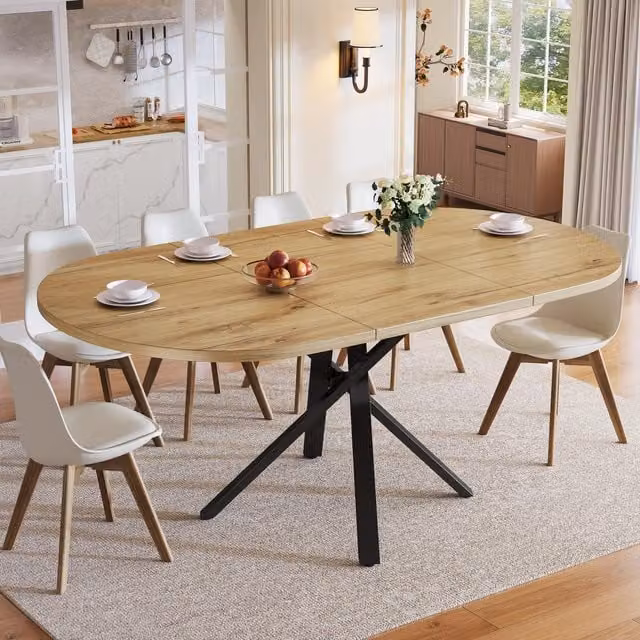 Aosom UK Extendable Wood Dining Table with Sturdy X-Shaped Metal Frame in Brown, W/D/H: 100 x 40 x 75.5 cm