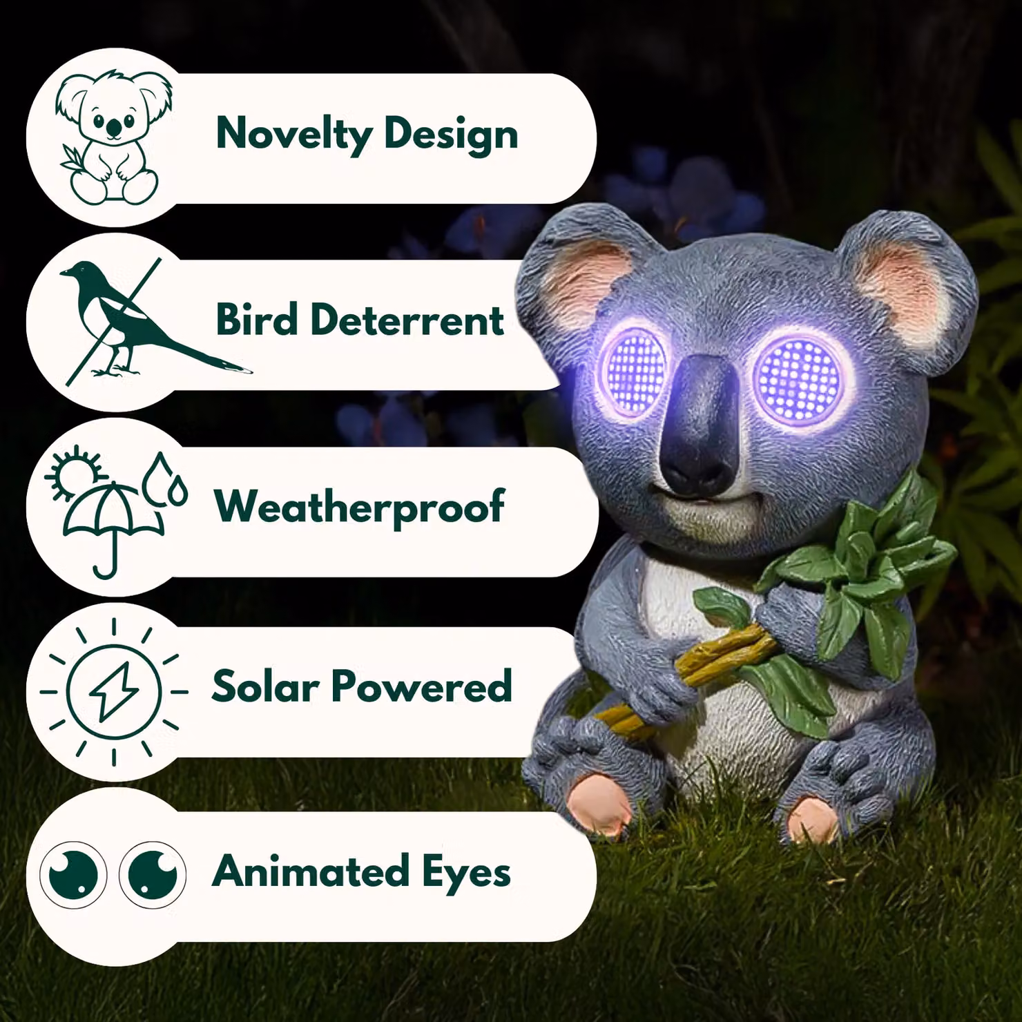 Marco Paul Solar LED Blinkin Koala Garden Ornament in Grey – 3