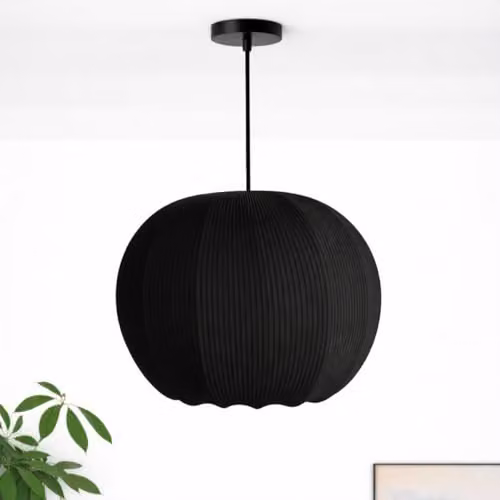 CGC Lighting Modern Round Fabric Drum Lampshade with Opal White Bottom Diffuser in Black – 4