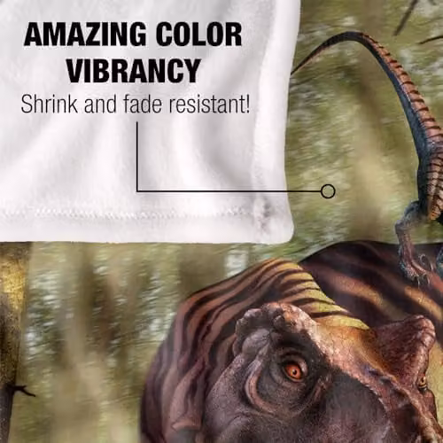 JQ Licensing Jlo T-Rex and Raptor Dinosaur Fight Super Soft Microfibre Throw Blanket, Multicolour, W: 152 cm, D: 127 cm – 3