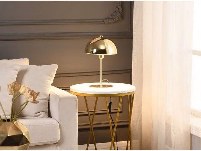 Vente-unique Vintage Mushroom Table Lamp in Gold Brass Effect, D: 20 cm, H: 30 cm – 1