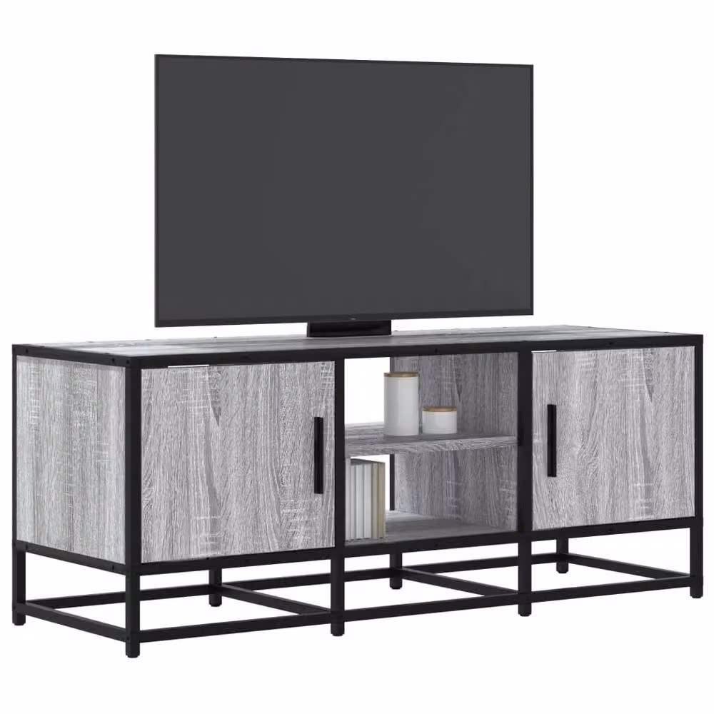 Berkfield Home Grey Sonoma TV Cabinet in Engineered Wood and Metal, W/D/H: 100 x 35 x 41 cm – 2