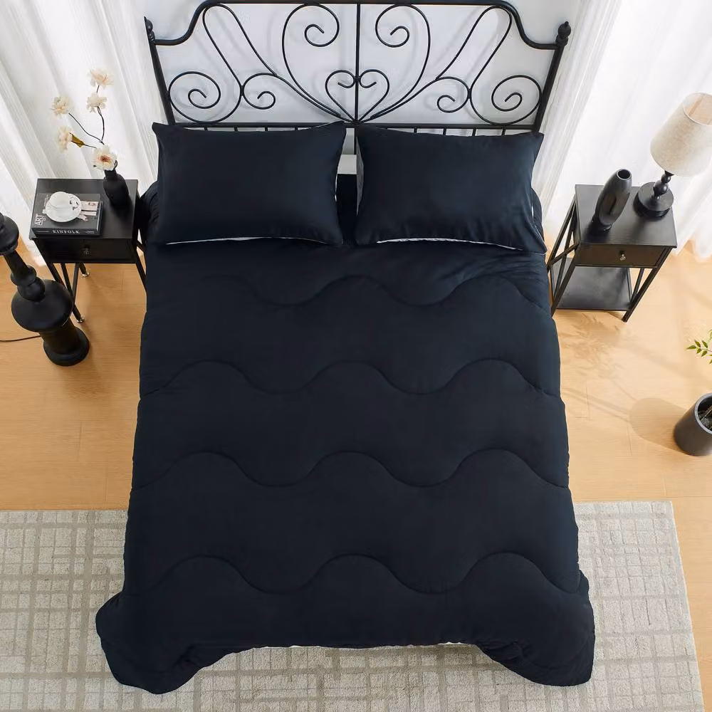 Gaveno Cavailia King Size Coverless Microfibre Duvet with Pillowcases, 10.5 Tog, Reversible All-Season Bedding, Black/Grey, W: 230 cm x L: 220 cm – 4