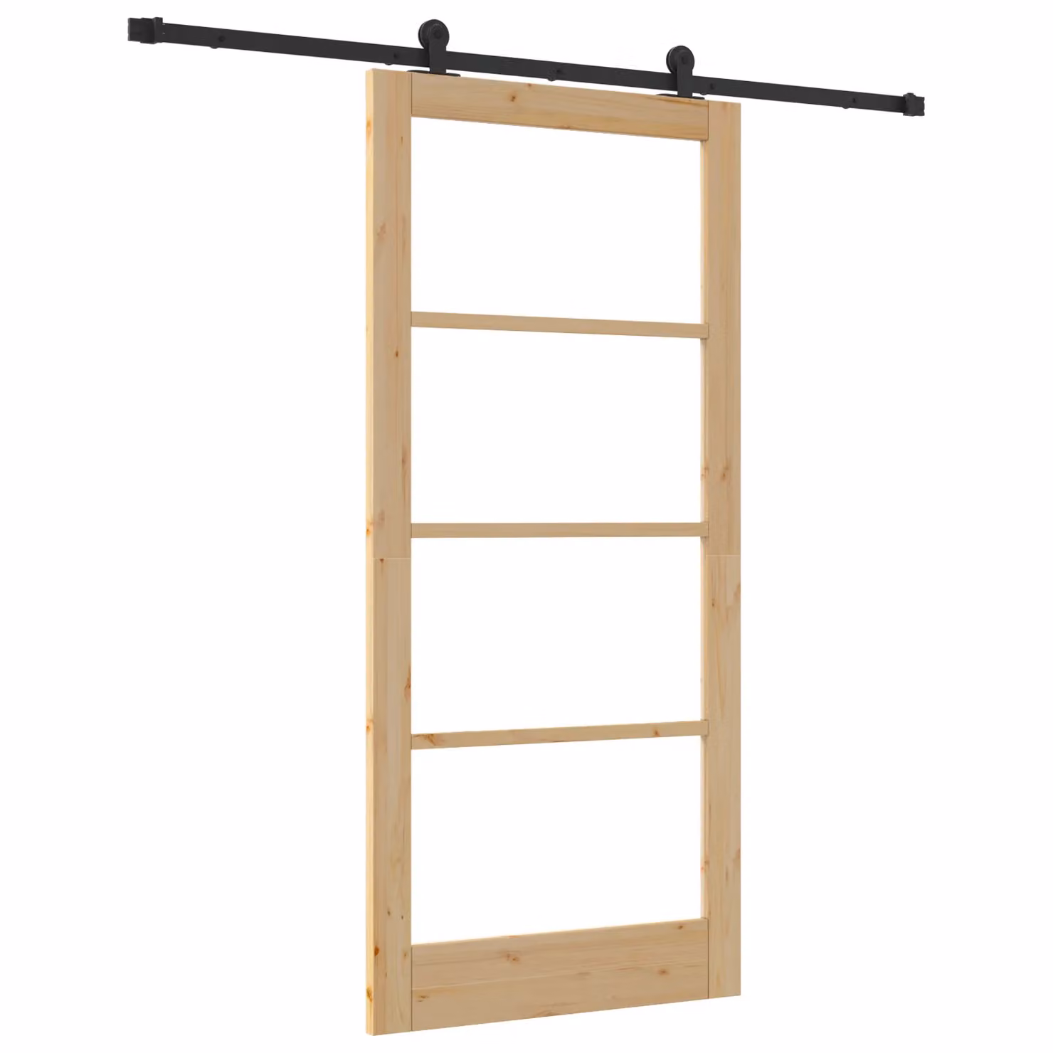 Berkfield Home Orkdal Modern Sliding Door with Hardware Set in Beige, Solid Wood and Glass – 2