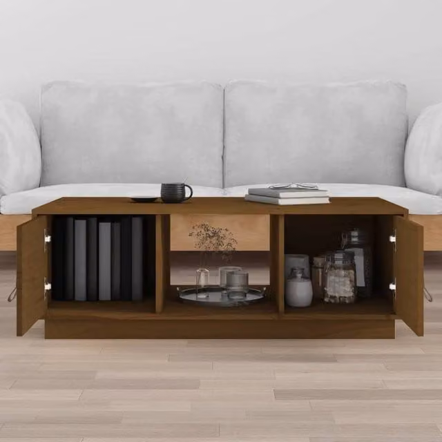 Berkfield Home Beautiful Coffee Table in Honey Brown Solid Pine Wood, W/D/H: 100 x 50 x 35 cm – 1