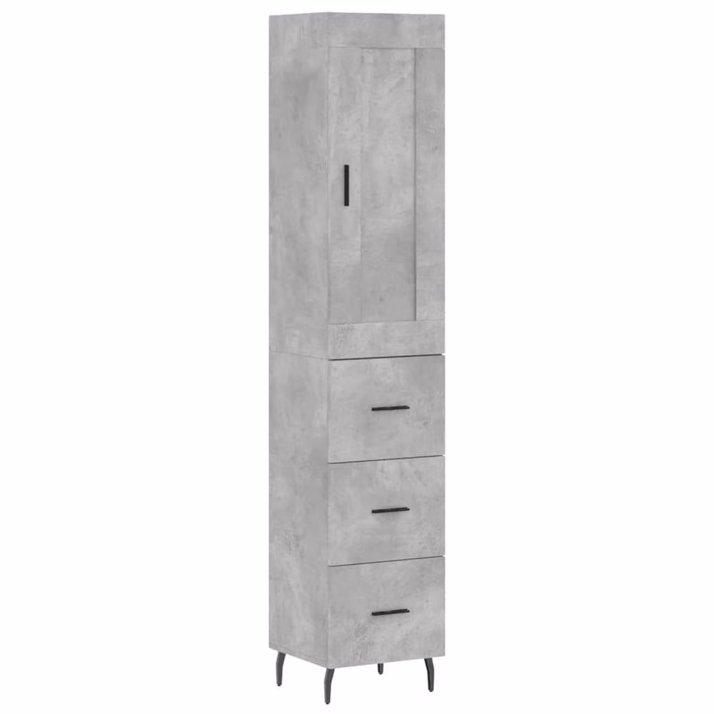 Berkfield Home Highboard in Concrete Grey with Hinged Doors and Internal Shelves, H 180 x W 34.5 x D 34 cm – 3