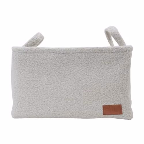 JVL Shiro White Fabric Rectangular Organiser Basket with Handles, W: 34.0 cm, D: 23.0 cm, H: 13.5 cm – 1