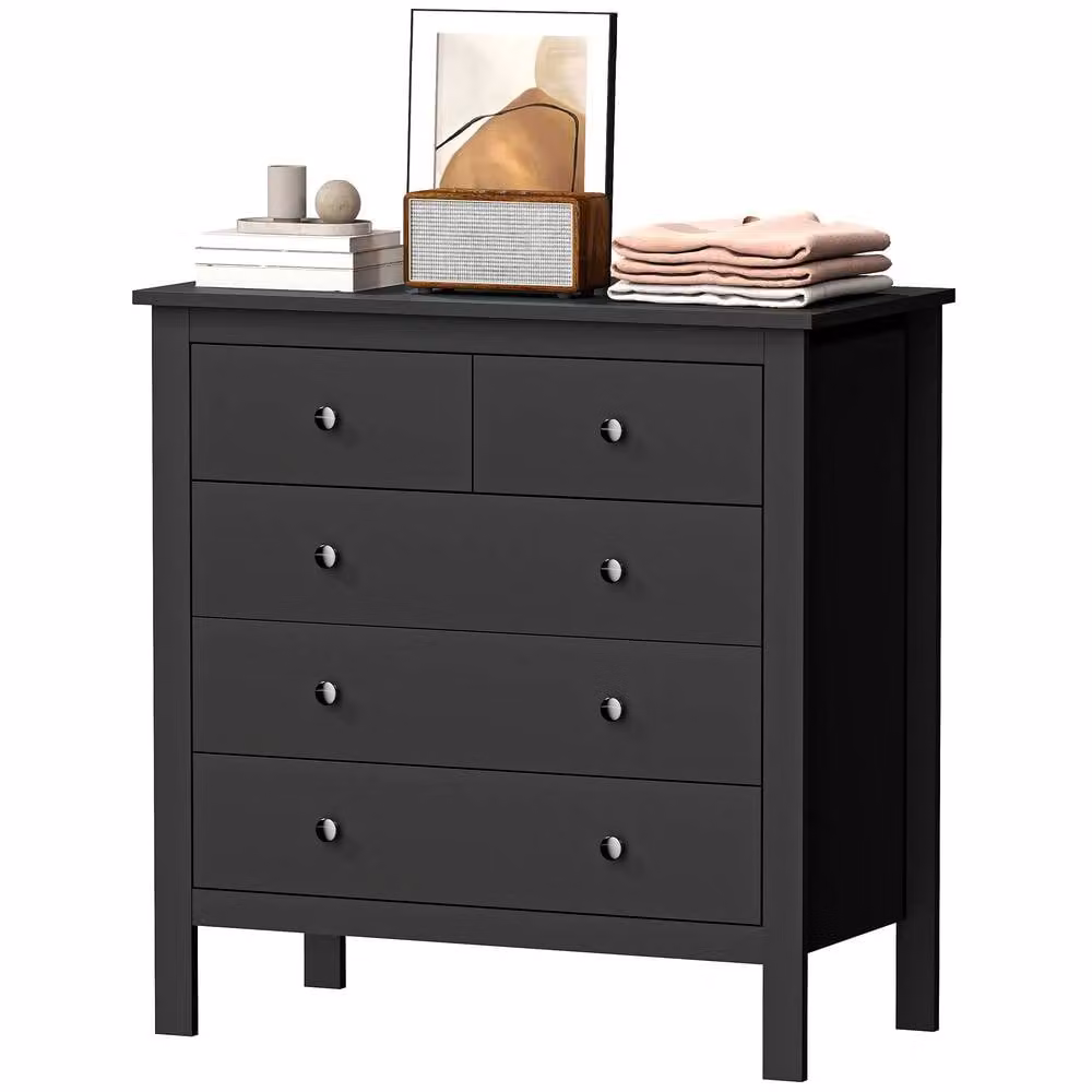STILVORA Black 5 Drawer Chest of Drawers with Modern Design – 3