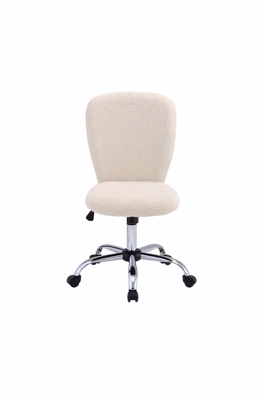 Livingandhome Minimalist Bouclé Fabric Task Chair with Castors in Beige – 2