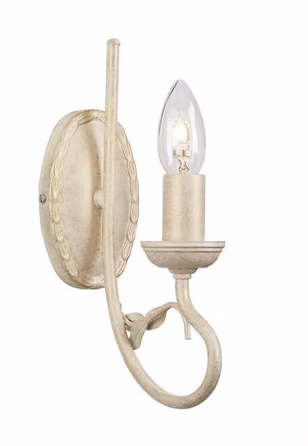 Netlighting Olivia 1 Light Indoor Candle Wall Light in Gold and White with E14 Socket