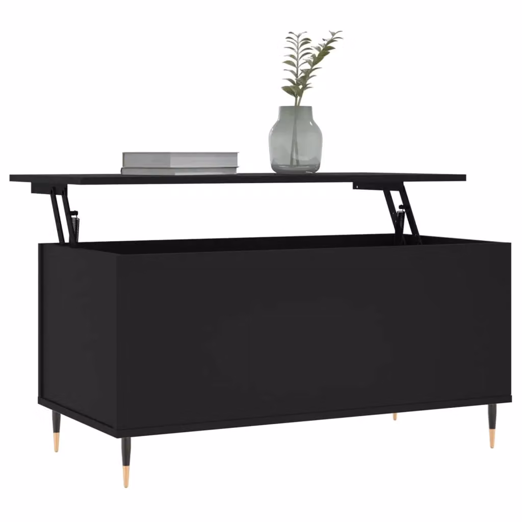 Berkfield Home Modern Black Rectangular Coffee Table with Lift Mechanism, W: 90 cm, D: 44.5 cm, H: 45 cm – 3
