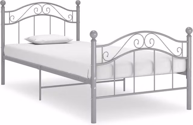 Berkfield Home Grey Metal Bed Frame W/D/H: 90 x 200 cm