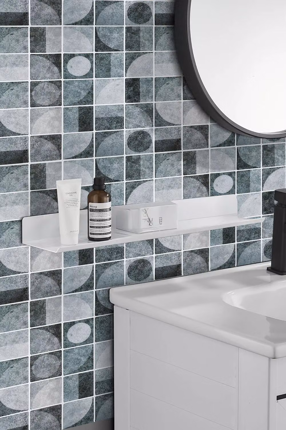 Living and Home 10 Pcs Self-adhesive 3D Geometric Pattern Square Wall Tile Stickers in Grey – 2