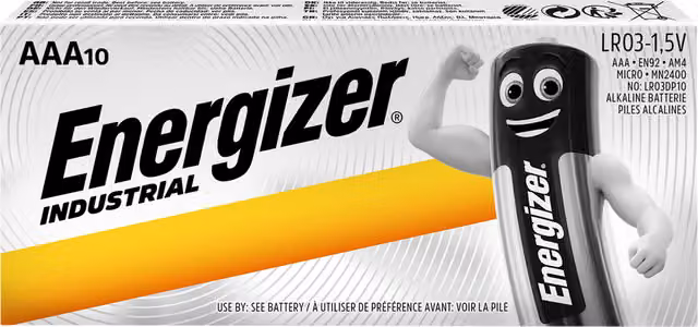 Energizer AAA Industrial Batteries in Silver, 10 Pack, 115g