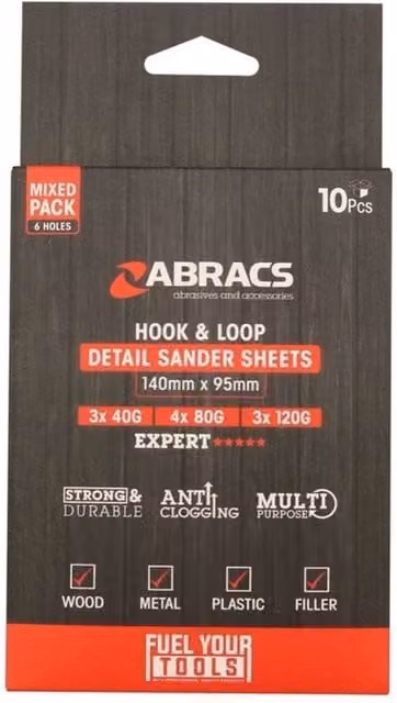Abracs Universal Orbital Sander Sheets, Brown, Pack of 10
