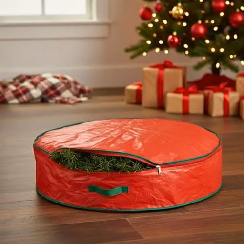 Shatchi Christmas Wreath and Garland Storage Bag in Red, W/D/H: 60 x 13 x 13 cm – 2