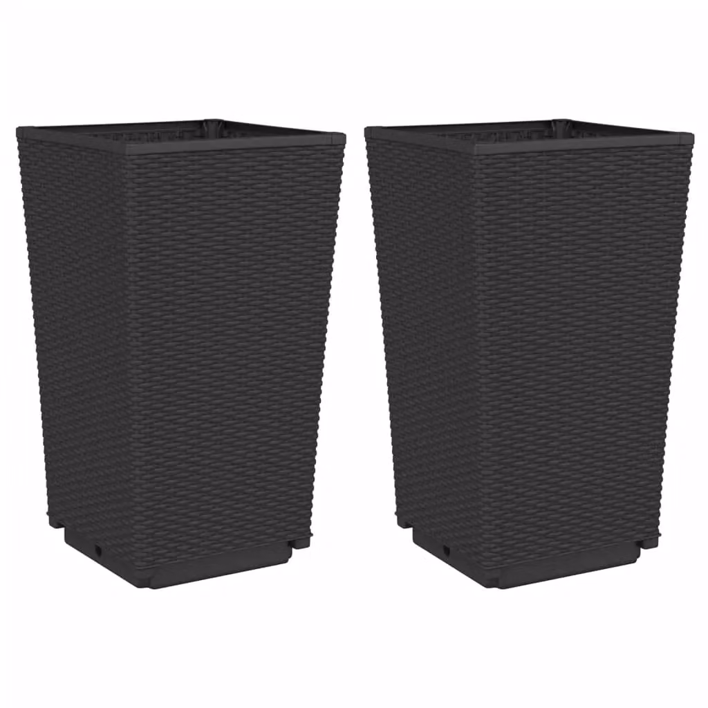 Berkfield Home Garden Planter Tubs, 2 Pack, Black, W/D/H: 32.5 x 32.5 x 57 cm – 2