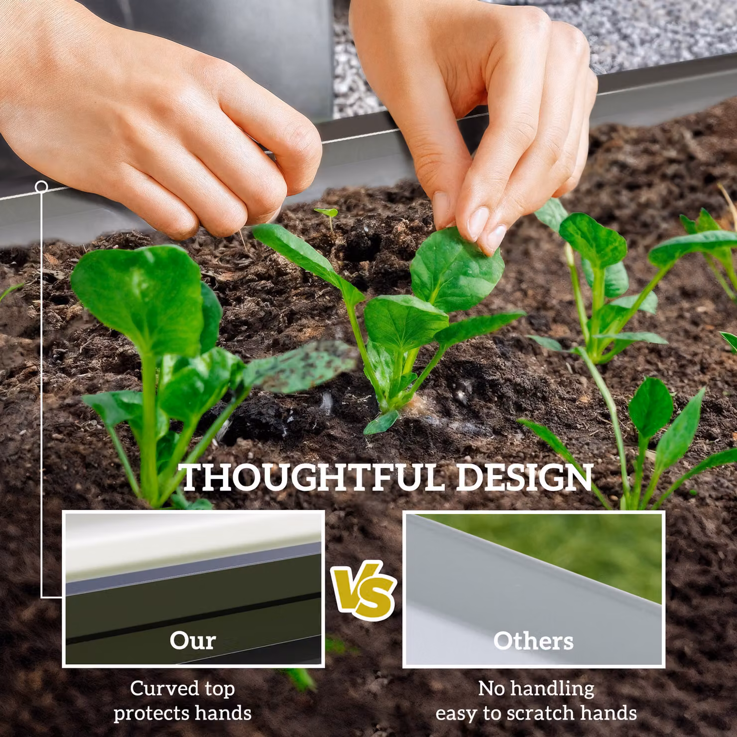 Outsunny Galvanised Steel Raised Garden Bed for Herbs and Vegetables, Grey, W/D/H: 60 x 60 x 30.5 cm – 6