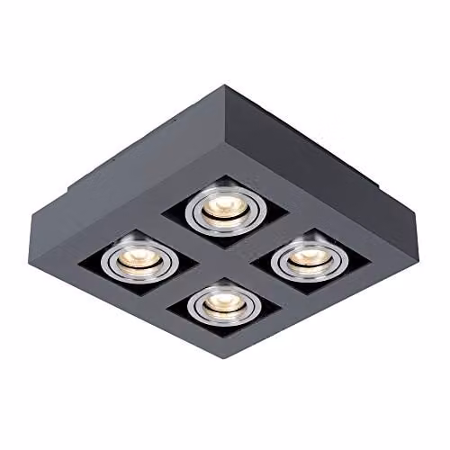 Netlighting Italux Casemiro Modern Surface Mounted Black Aluminium 4 Light GU10 Square Downlight