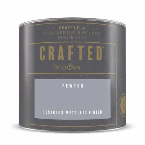 Crown Metallic Pewter Paint Tester Pot Sample, Silver Grey, 125ml – 3