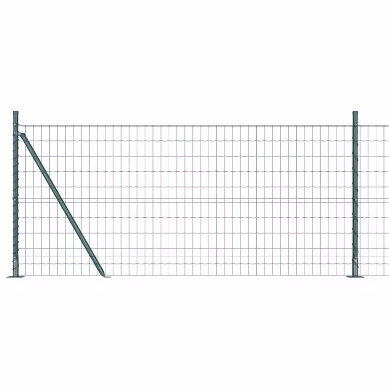 Berkfield Home Euro Fence with 7 Flanged Posts, Galvanised Steel, Silver, W: 10 m, H: 0.8 m