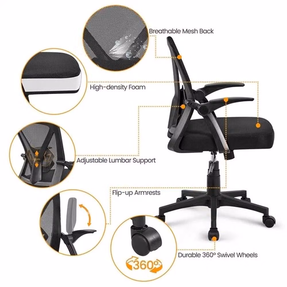 Kelvenix Black Mesh Home Office Task Chair with Armrests – 3
