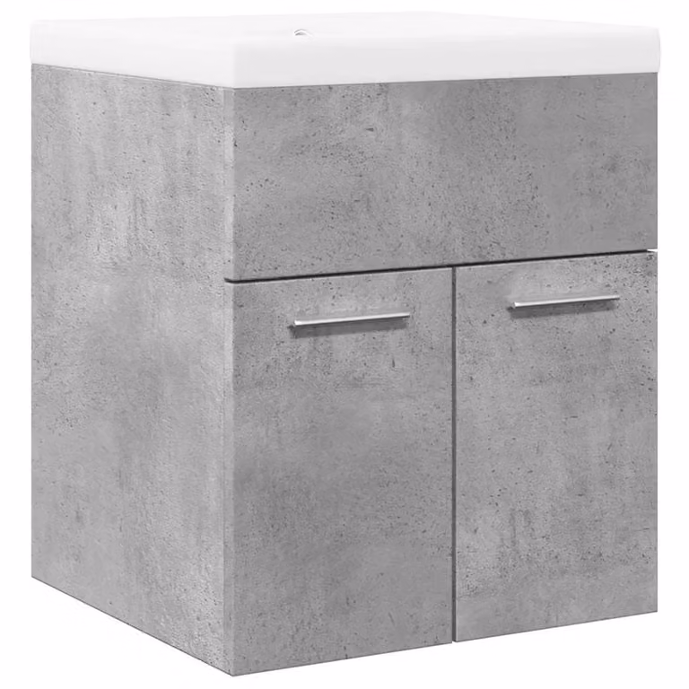 Berkfield Home 2 Piece Modern Wall Mounted Bathroom Furniture Set in Matt Concrete Grey