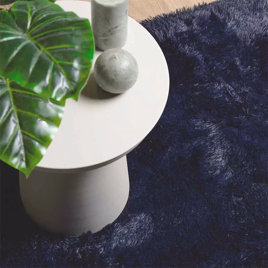 Berkfield Home NAVARRA Navy Blue Shaggy High Pile Polyester Square Rug, W/D: 120 x 120 cm – 5