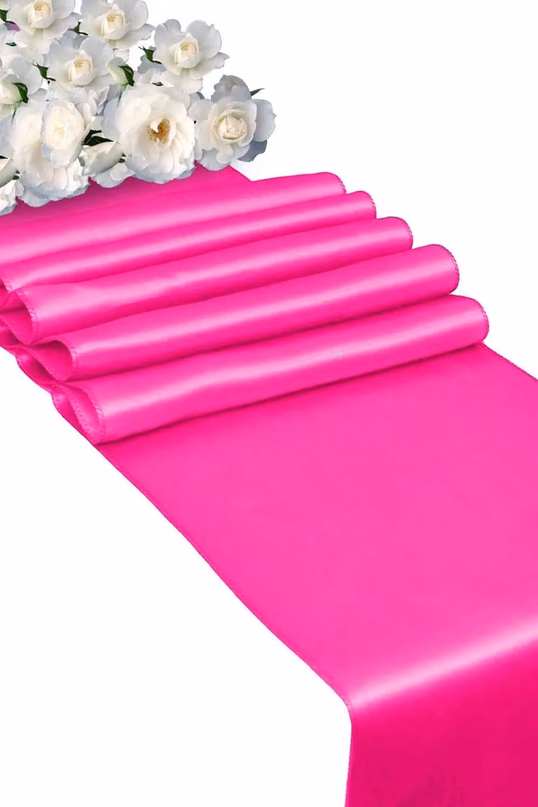 Neel Blue Satin Table Runner in Pink