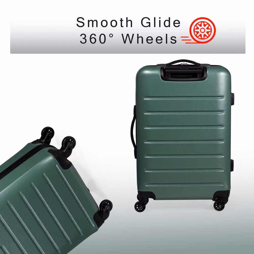 Pierre Cardin Voyager Hard Shell Lightweight 4 Wheel Durable Travel Suitcase, Green, 3 Pack – 6