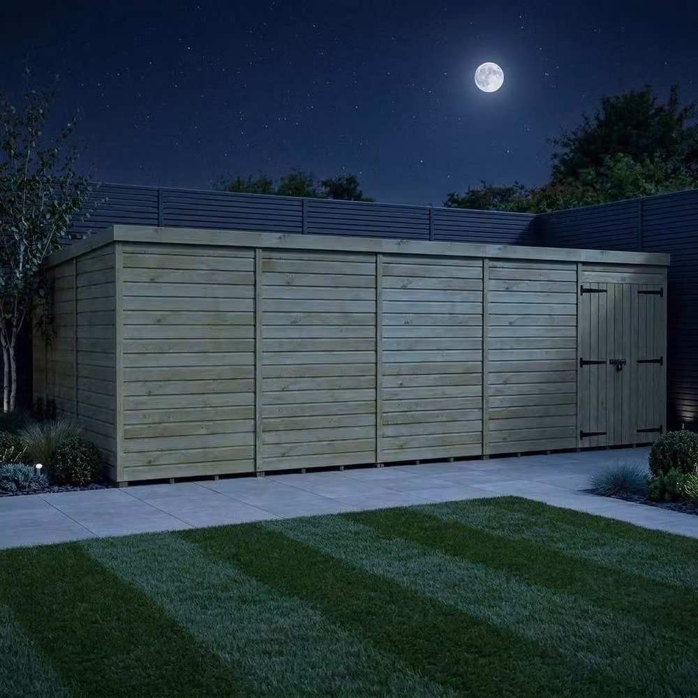 Buttercup Farm Brown Timber Pent Garden Shed with Double Doors and No Windows W/D/H: 620 x 274 x 210 cm – 3