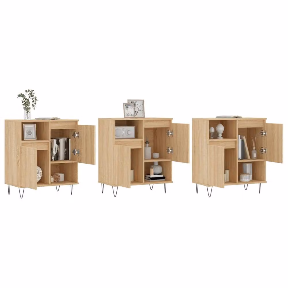Berkfield Home 3-Piece Sonoma Oak Sideboard Set in Light Tan Beige – 3