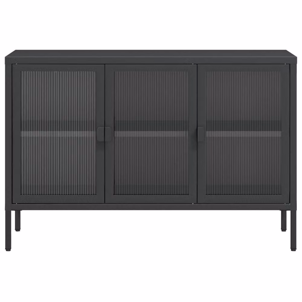Berkfield Home Modern Black Sideboard with Glass and Metal, W/D/H: 105 x 35 x 70 cm – 5